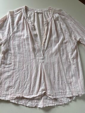 Rails Light Pink Striped Women's Peasant Blouse